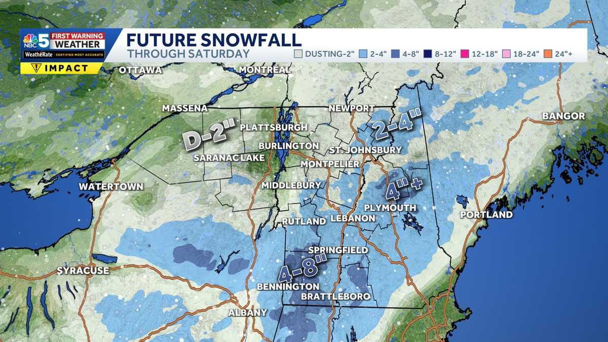Snowy Saturday for many in Southern Vermont, Upper Valley