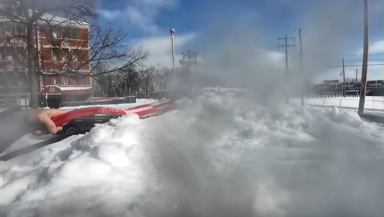 Snow and ice flying off cars pose highway dangers
