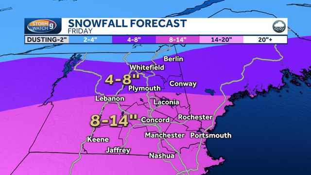 NH forecast: 8-14 inches of snow likely Friday - Vimarsana News