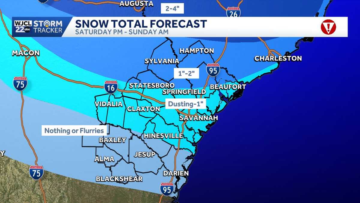 Weekend winter impacts...the timing & how much snow to expect in Southeast Georgia, Lowcountry