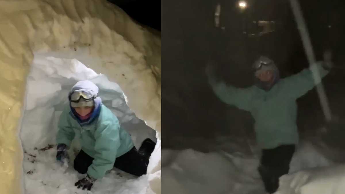 Pennsylvania girl creates cool snow tunnels during snowstorm