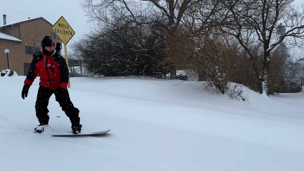 No mountain needed: Snowboarders take to the street