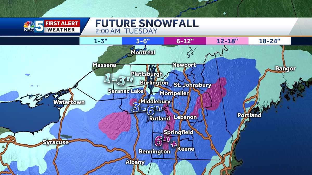 WEATHER Band of snow to sweep through Vermont, New York