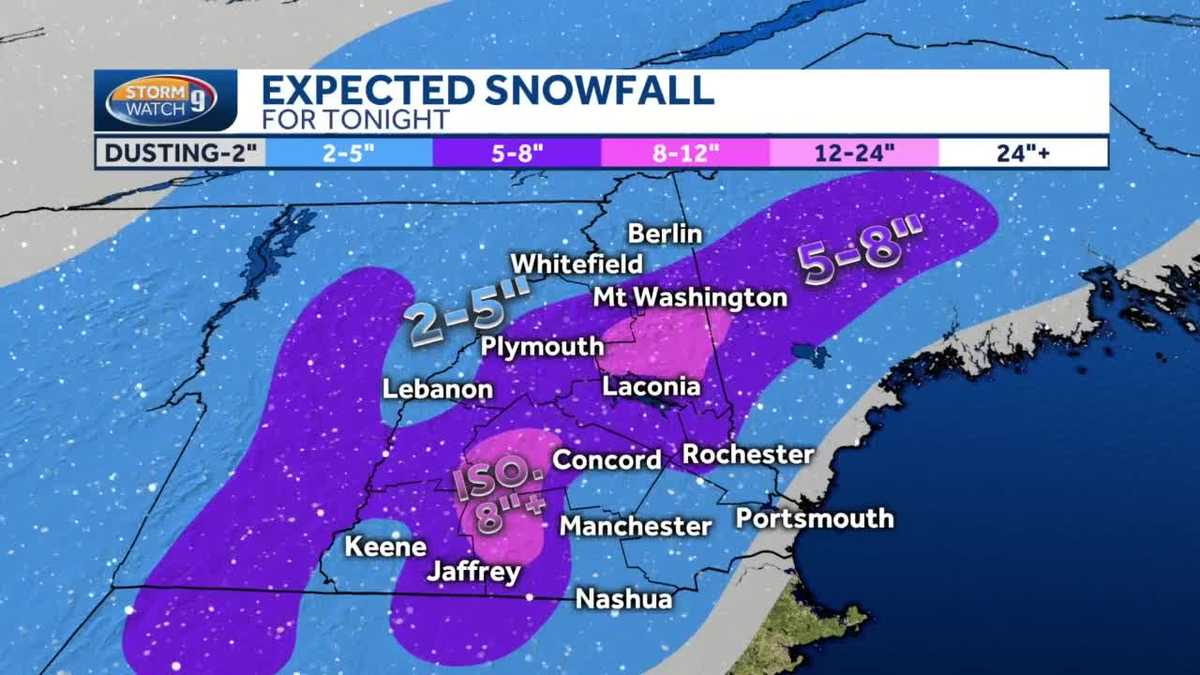 New Hampshire snow projections for March 2324, 2020