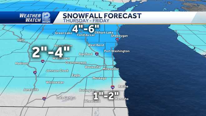 Snowfall forecast for Wisconsin on December 19th