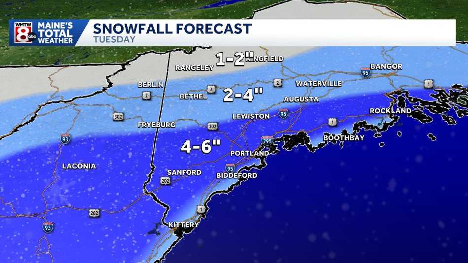 Snowfall Map: How much snow Maine could see Tuesday