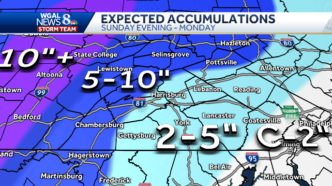 Winter storm will impact central & northeast PA Monday night/Tuesday AM