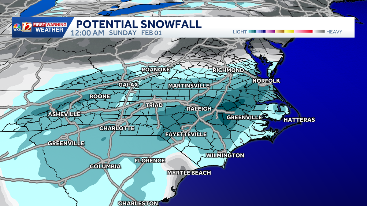 Snow chances rising, WXII12 Weather Alert Day on Saturday in North Carolina | Winter Storm Watch