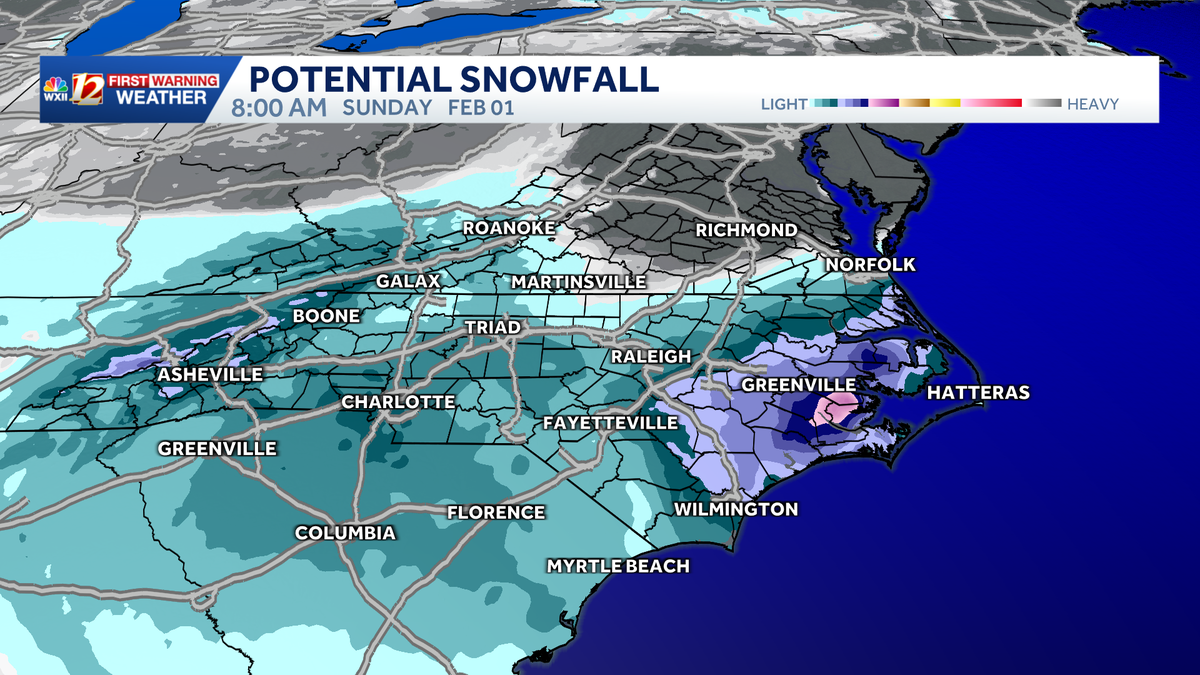 North Carolina snowstorm: County by county | How much snow might fall where you live