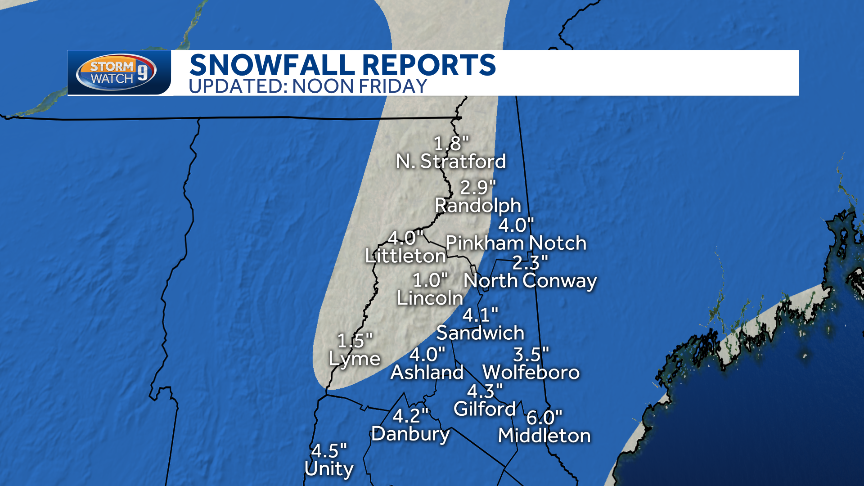 New Hampshire Town-by-town Snow Totals: Nov. 15-16, 2018