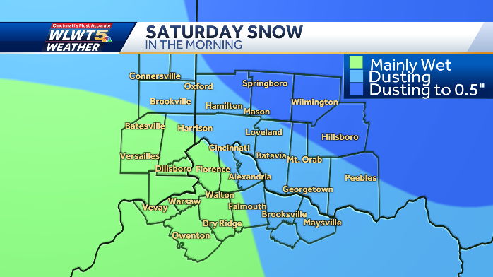 Quick round of snow ushers in cold snap Saturday