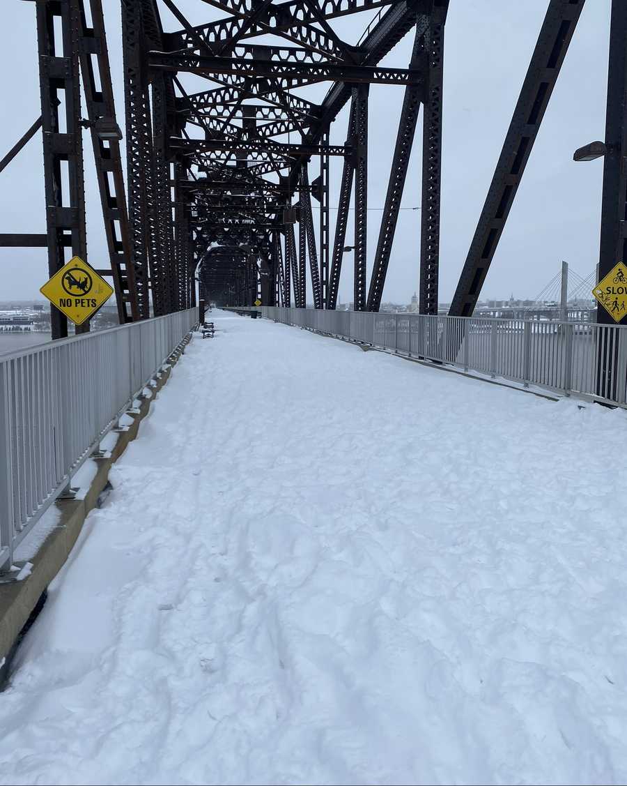 Snow on the walking bridge Snow on the walking bridge