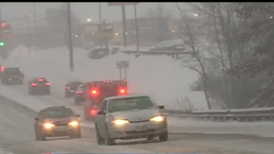 Heavy snow falls over much of New Hampshire