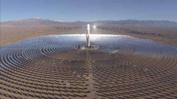 Built on an area the size of more than 3,500 football pitches, Noor Ouarzazate in Morocco is the world's biggest concentrated solar power farm.