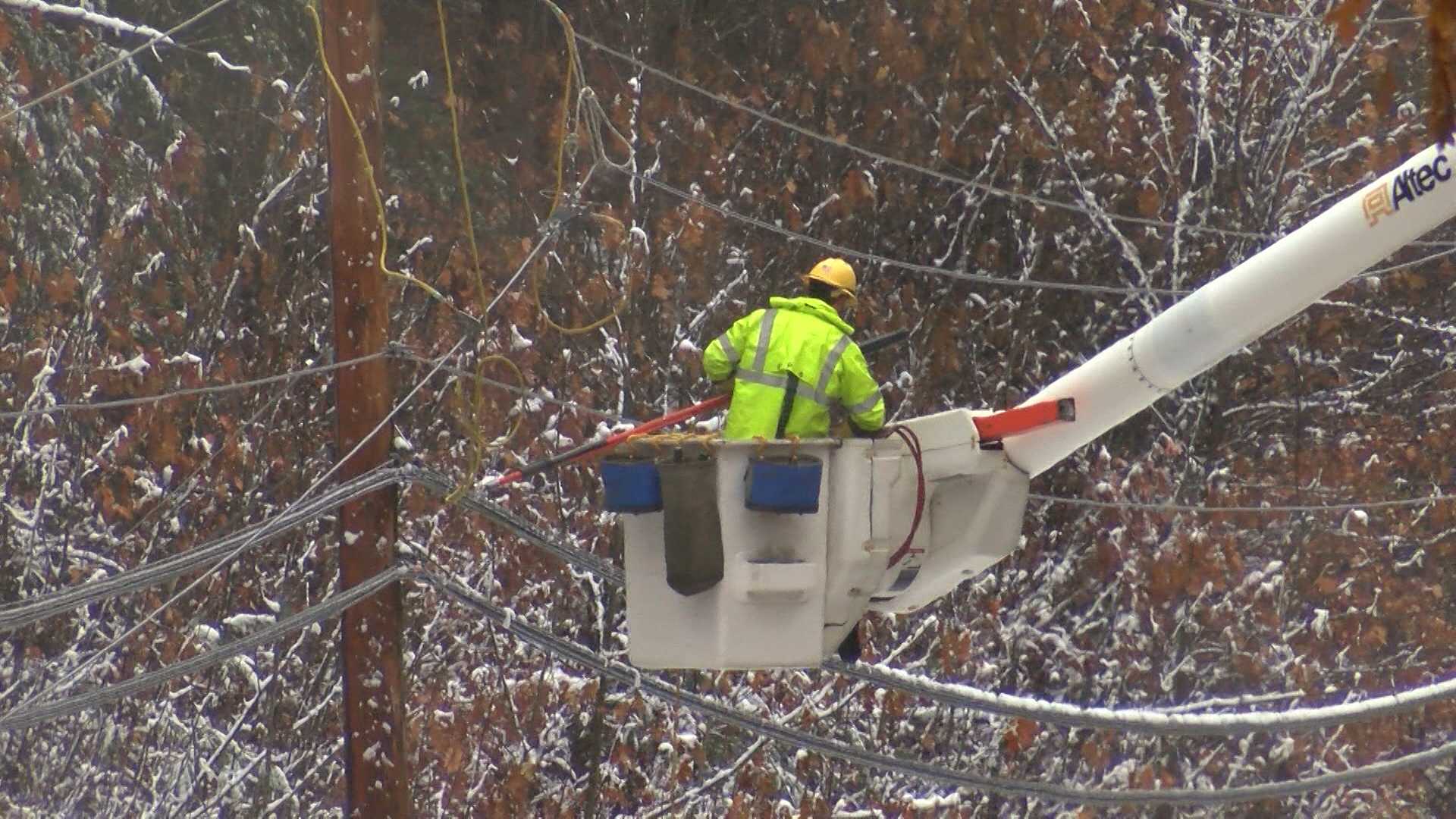 Utility Crews Work To Restore Power After Winter Storm