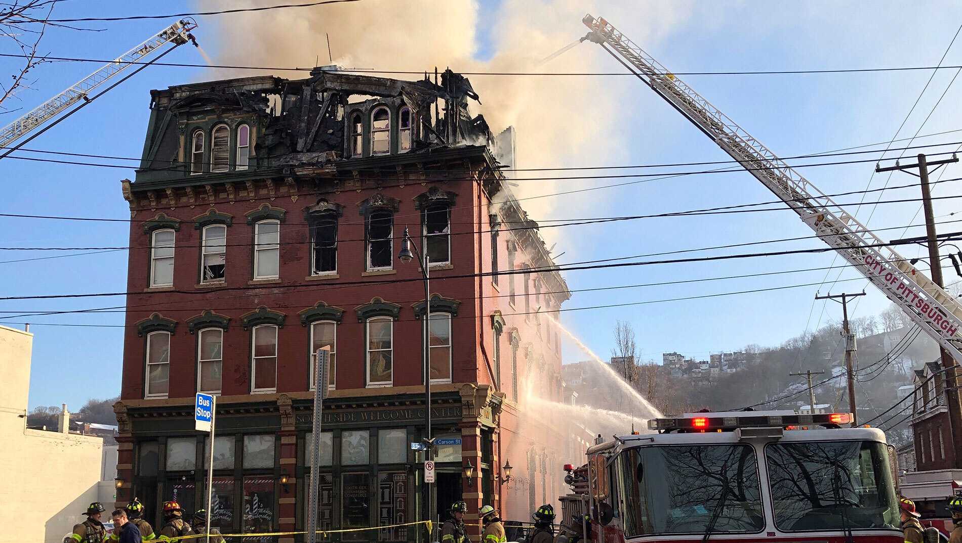 Part Of Historic Building Collapses During 4 Alarm Fire On Pittsburgh S South Side