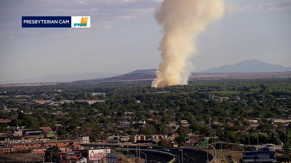 Fire burning in Albuquerque bosque