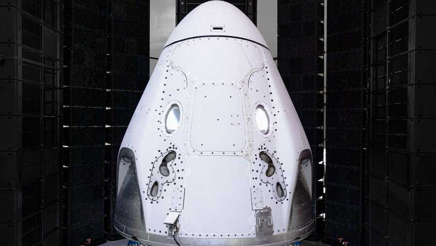 this february 2020 photo shows the spacex crew dragon capsule after its arrival to the kennedy space center in cape canaveral, fla
