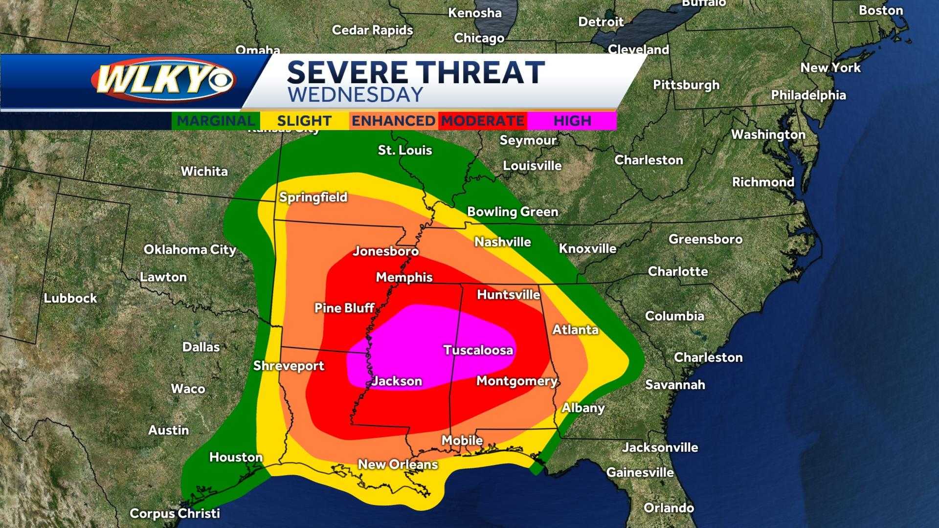 Severe weather outbreak possible to the south; Kentucky could see remnants