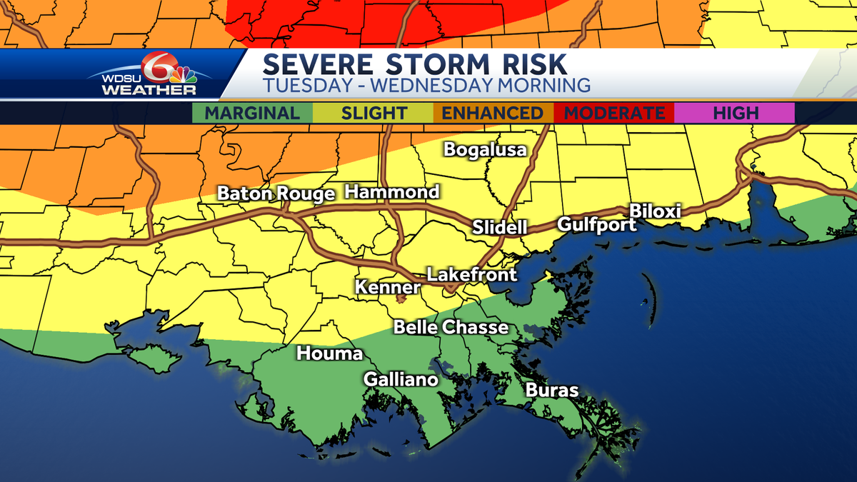 A risk of severe weather Tuesday