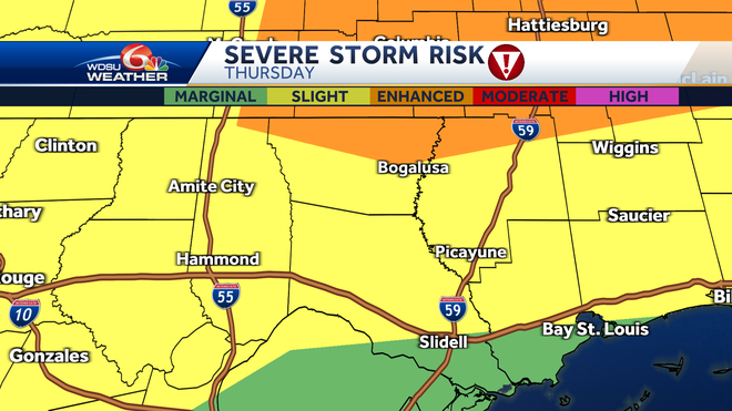 Risk of damaging wind, tornadoes in southeast Louisiana