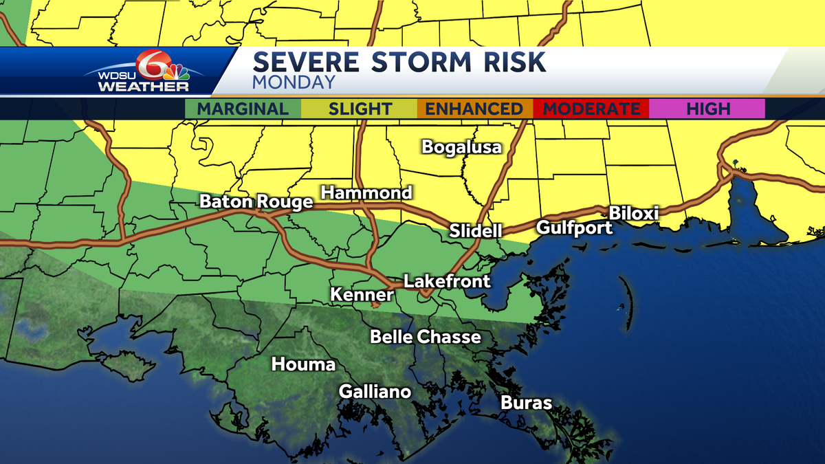 Strong Storms Possible Monday New Orleans