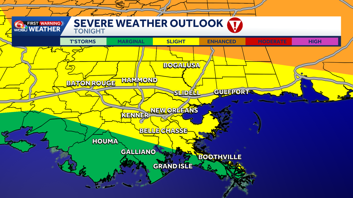 Severe storms, strong winds possible late Sunday into Monday for Southeast Louisiana, Mississippi