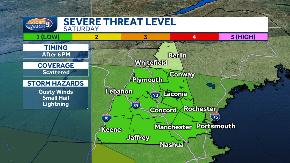 New Hampshire forecast Thunderstorms possible in parts of state