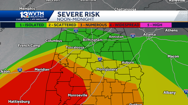 Severe storms possible in Alabama and flash flooding widespread