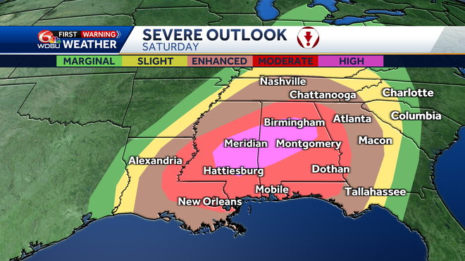 High risk of severe weather for Mississippi and Alabama
