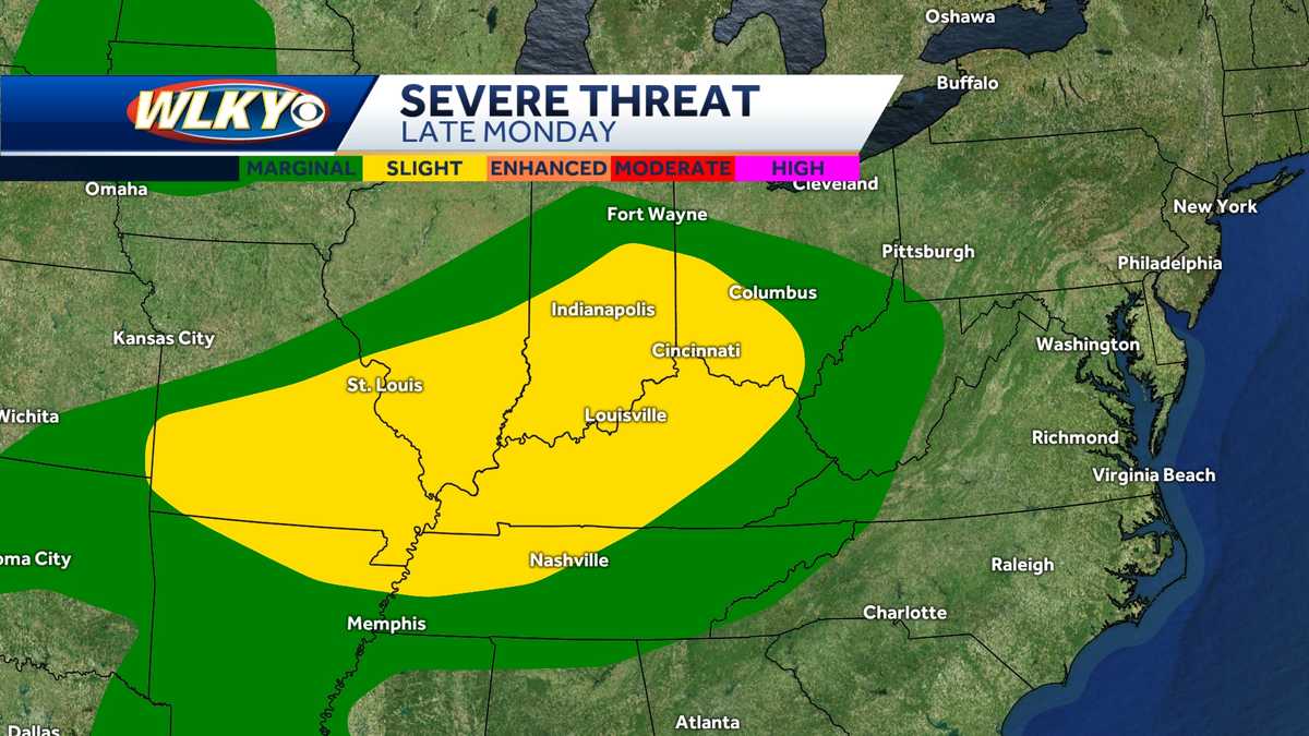Strong to severe storms possible for Monday around Louisville
