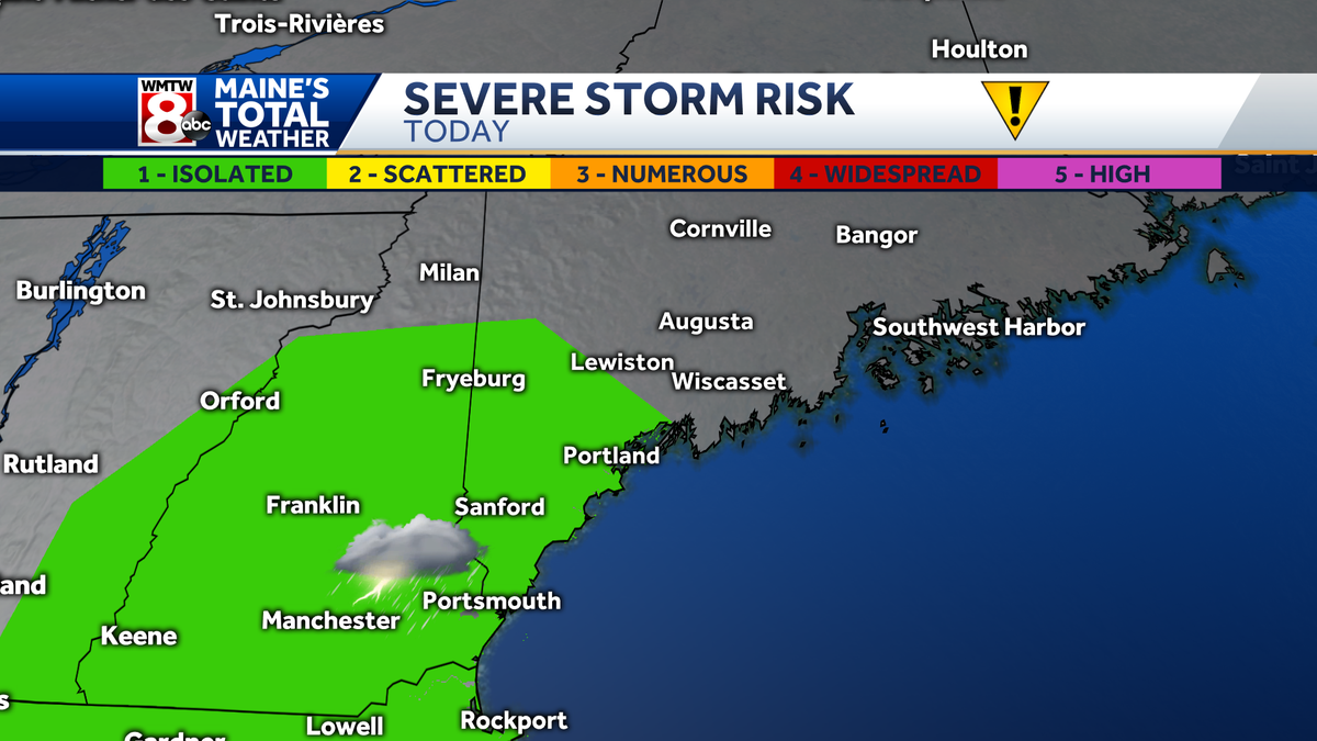 Strong to severe storms a threat much of Tuesday across Maine