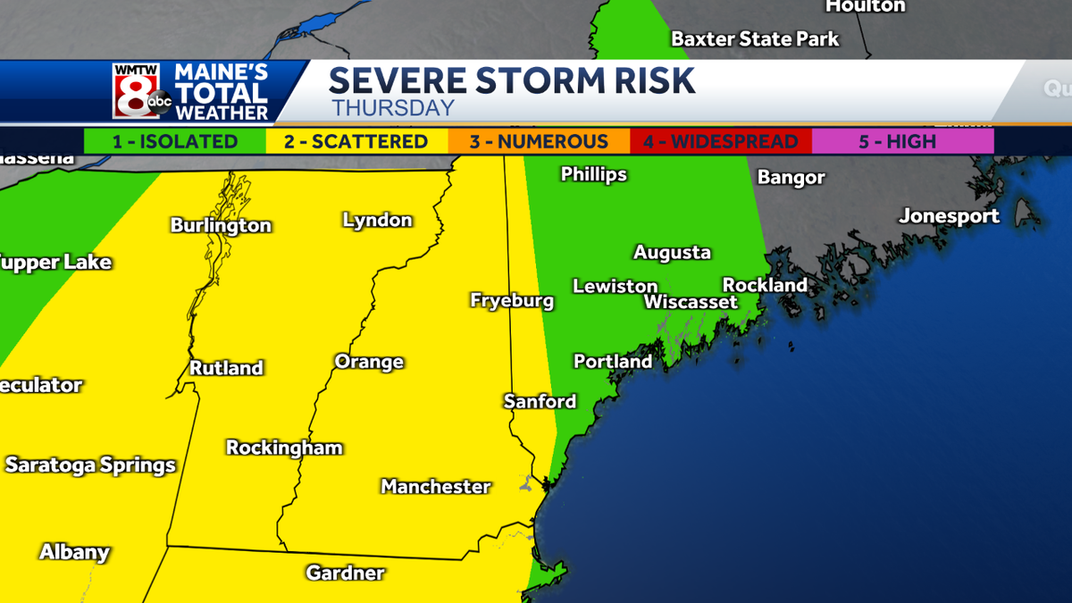 Storms roll into Maine early Thursday evening, some could be severe