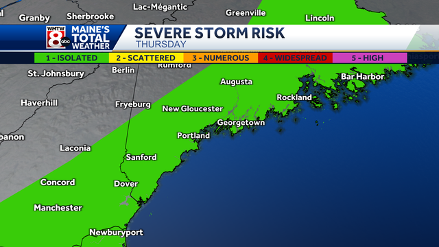Strong thunderstorms developing across Maine Thursday morning
