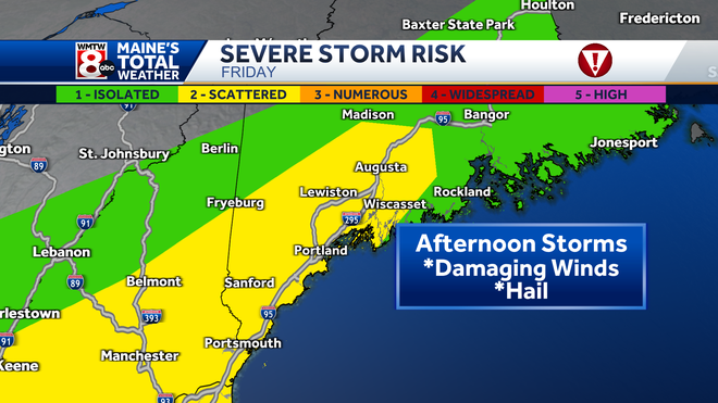 Maine severe weather threat: Damaging winds, hail Friday