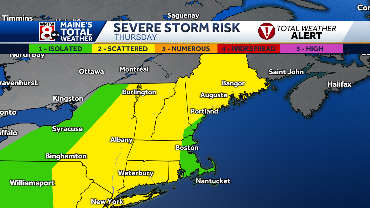 Severe storm threat increases in Maine Thursday afternoon