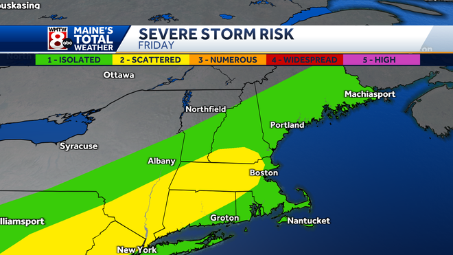 Showers in Maine today, potential for stronger storms Friday