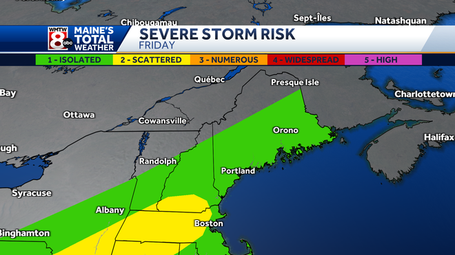 Strong to severe storms cross Maine on Friday