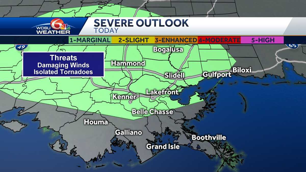 Locally heavy rain possible today, isolated severe threat