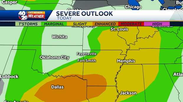 Northwest Arkansas and the River Valley chances of storms Wednesday