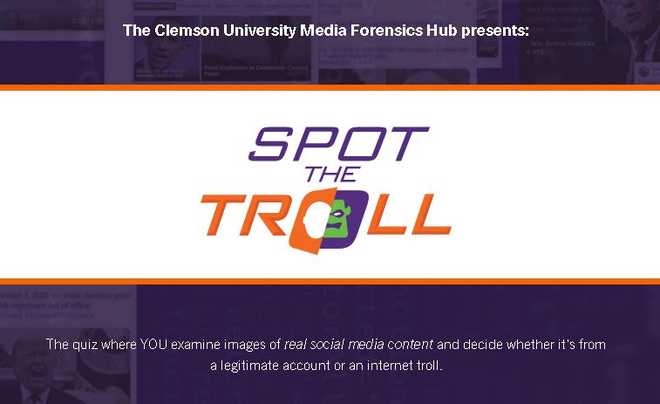 Screen&#x20;shot&#x20;of&#x20;Clemson&#x20;University&#x27;s&#x20;&quot;Spot&#x20;the&#x20;Troll&quot;&#x20;website