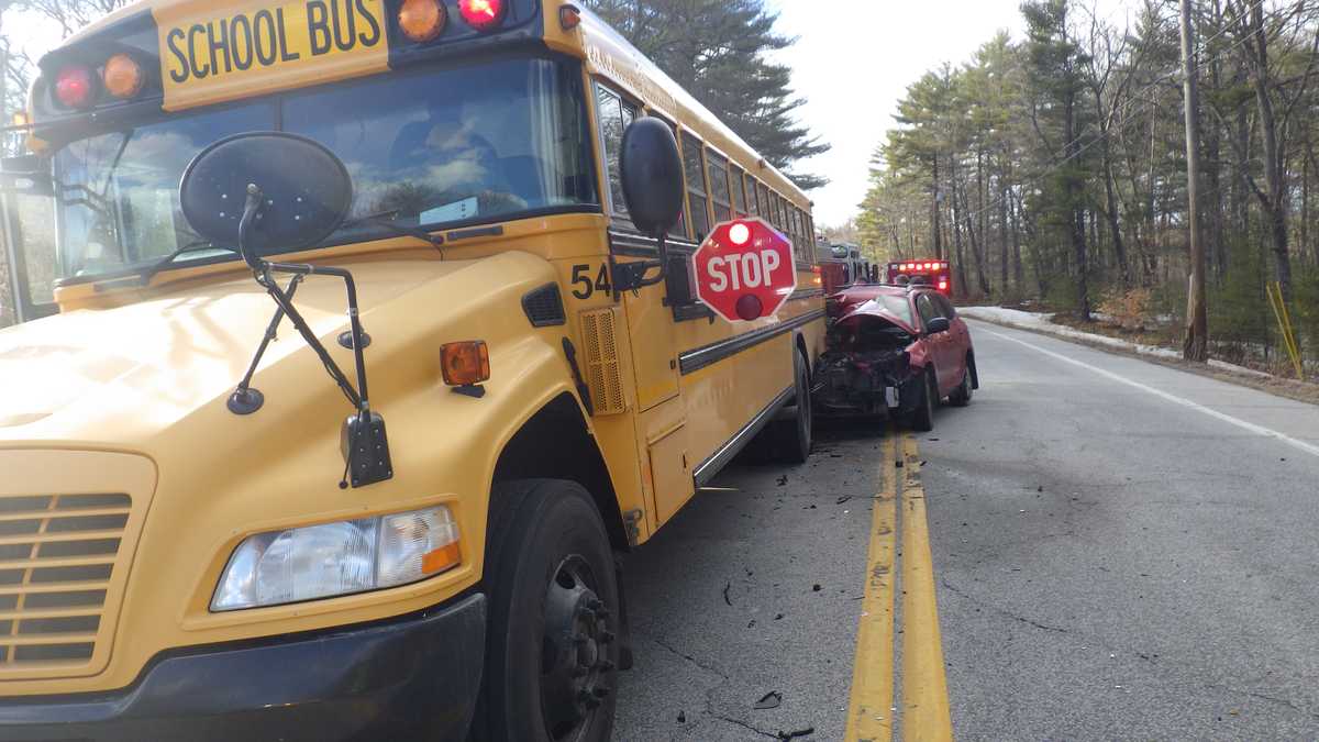 No children injured after car crashes into school bus in Standish