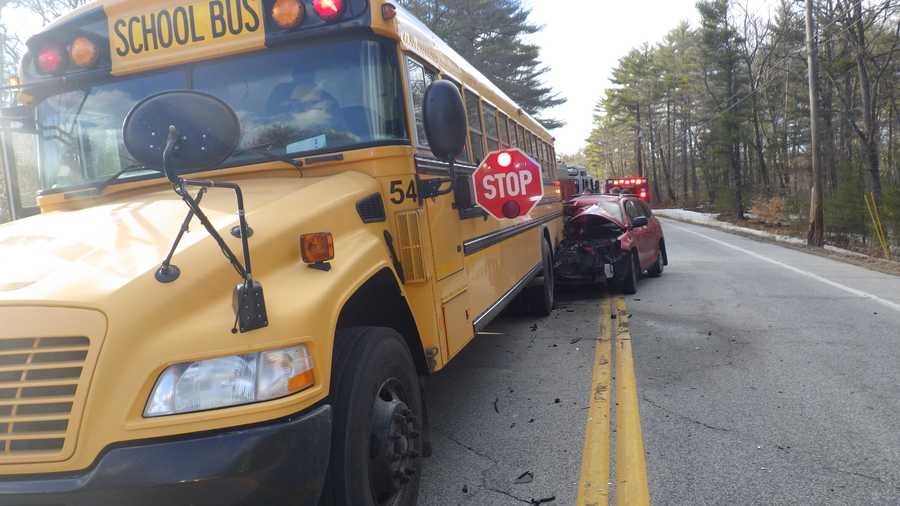 No children injured after car crashes into school bus in Standish