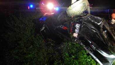 Man in serious condition after crashing into utility pole