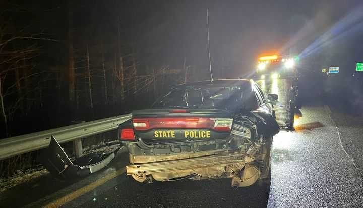 New Hampshire State Police cruiser struck on I-93 North