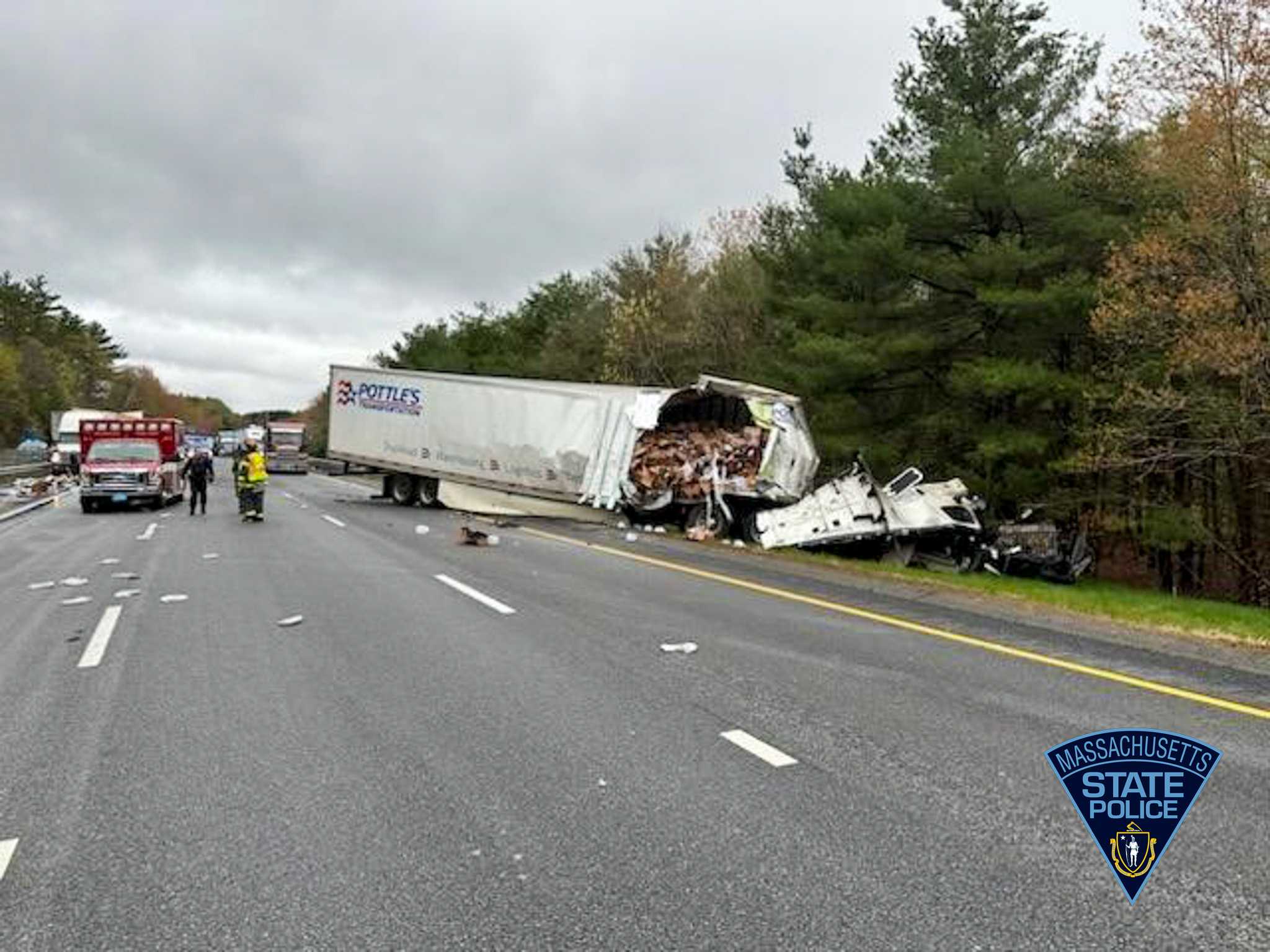 Cargo, Fuel Spilled On Mass. Highway After Tractor-trailers Crash