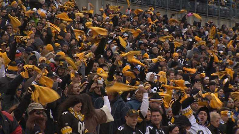 Pittsburgh Steelers fans in stands wearing combat helmets that read News  Photo - Getty Images