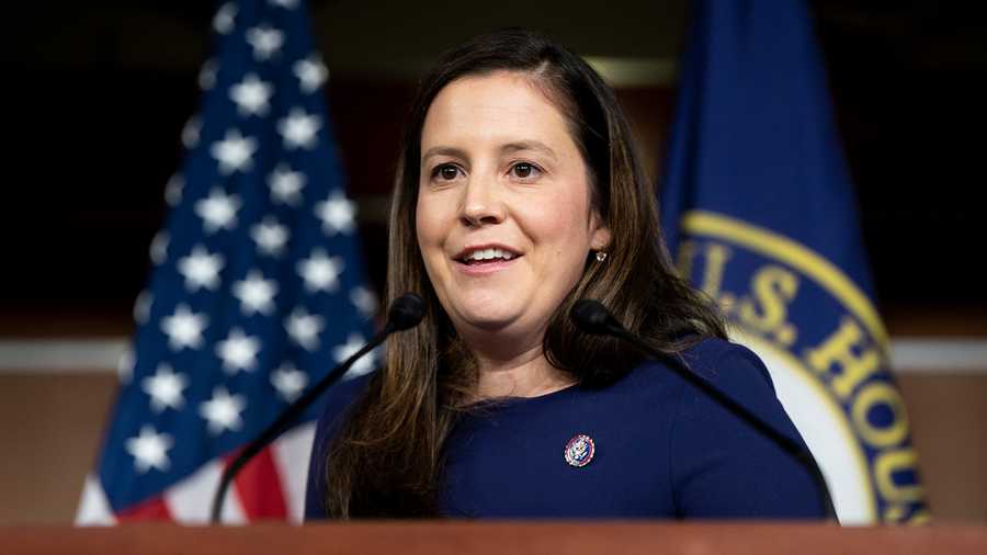 Rep. Elise Stefanik, R-N.Y., speaks during the House Republican Conference news conference in the Capitol on February 8, 2022.