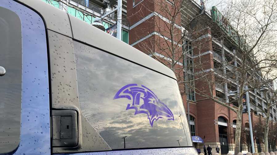 Ravens stencil team logo across Baltimore ahead of playoffs