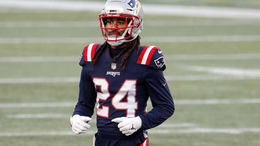 New England Patriots' Stephon Gilmore during an NFL football game against the Arizona Cardinals at Gillette Stadium, Sunday, Nov. 29, 2020 in Foxborough, Mass. (AP Images for Panini)